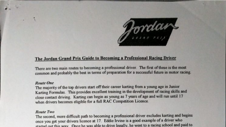 The Jordan Grand Prix Guide to Becoming a Professional Racing Driver