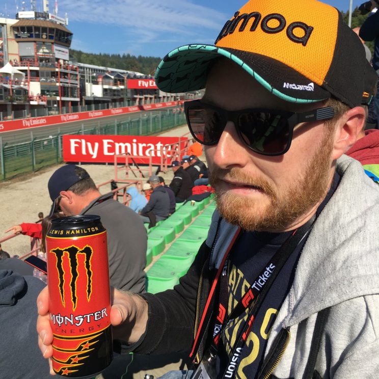 Me with my can of Lewis Hamilton Monster