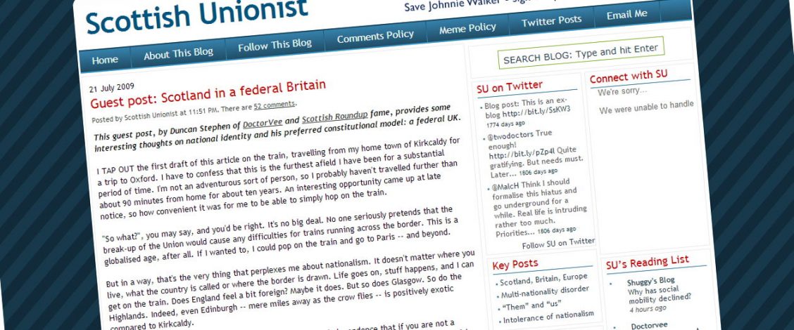Screenshot of the Scottish Unionist blog