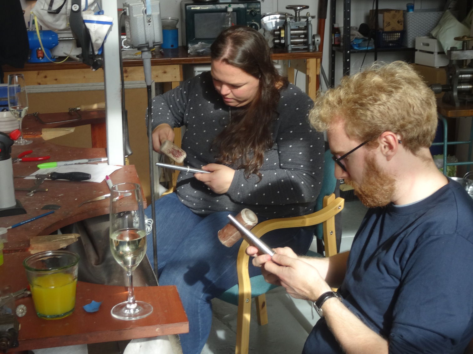 Alex and me working on our rings