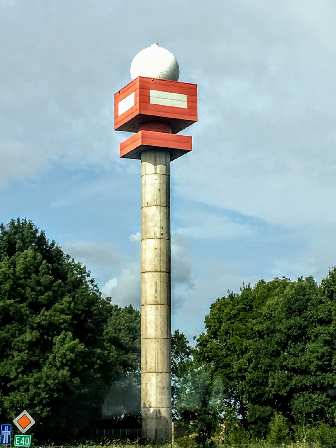 Concrete post next to the motorway in Belgium