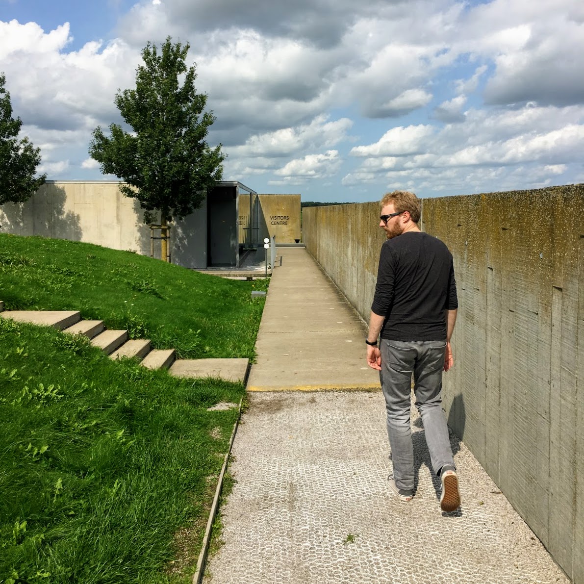 Me walking towards the visitor centre at Tyne Cot