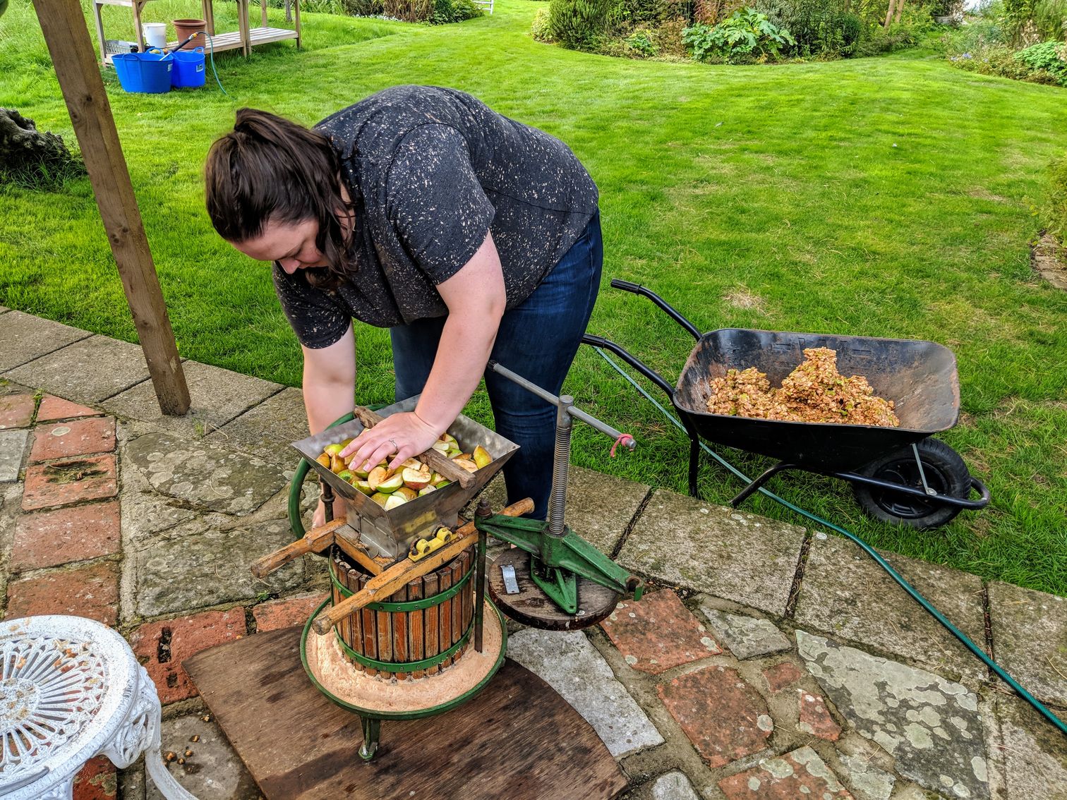 Alex working with the apples