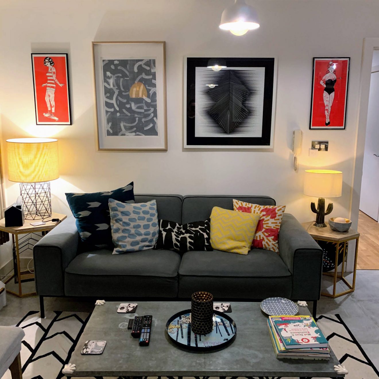 Stylish living room in our Airbnb apartment