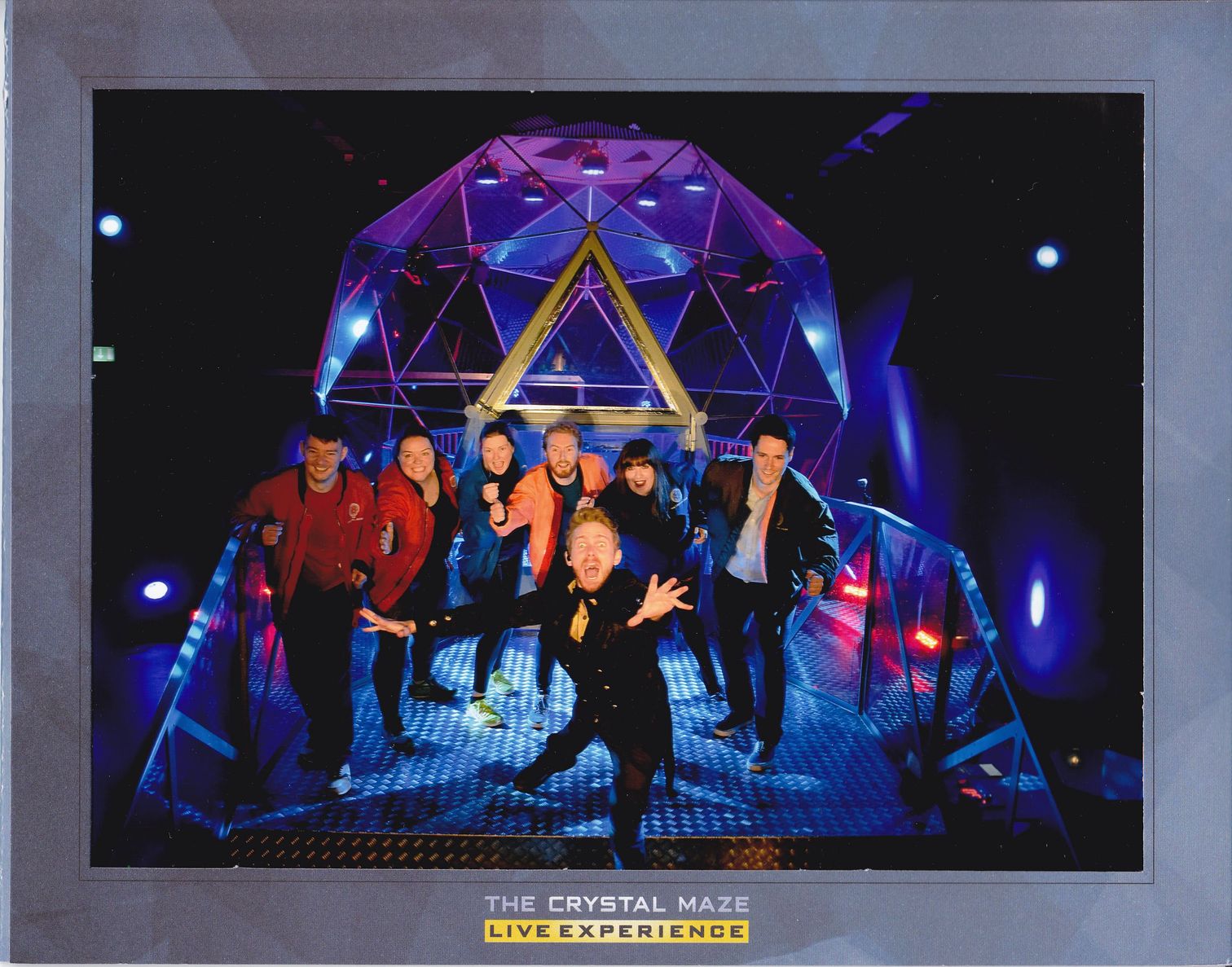 Our souvenir photo of the team standing outside the crystal dome