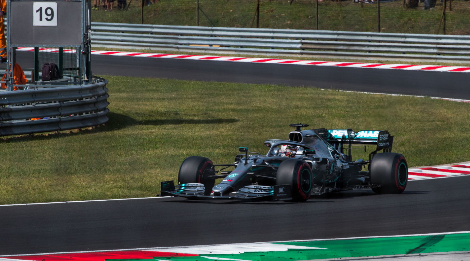 Lewis Hamilton driving his Mercedes