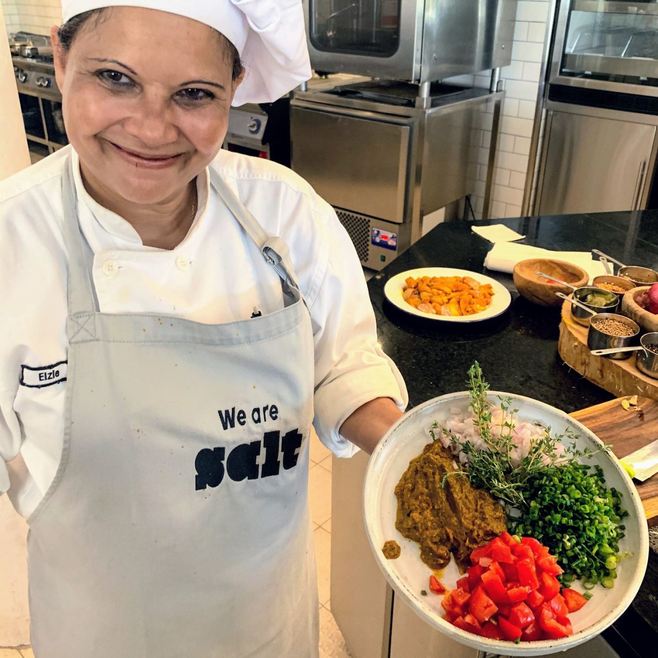 Elzie posing with ingredients