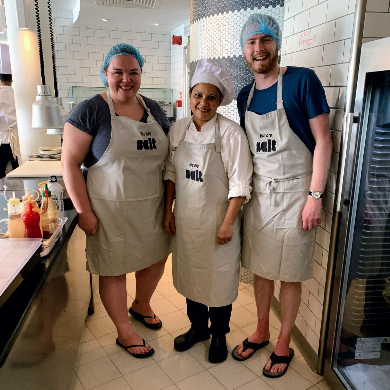 Alex, Elzie and me in the hotel kitchen