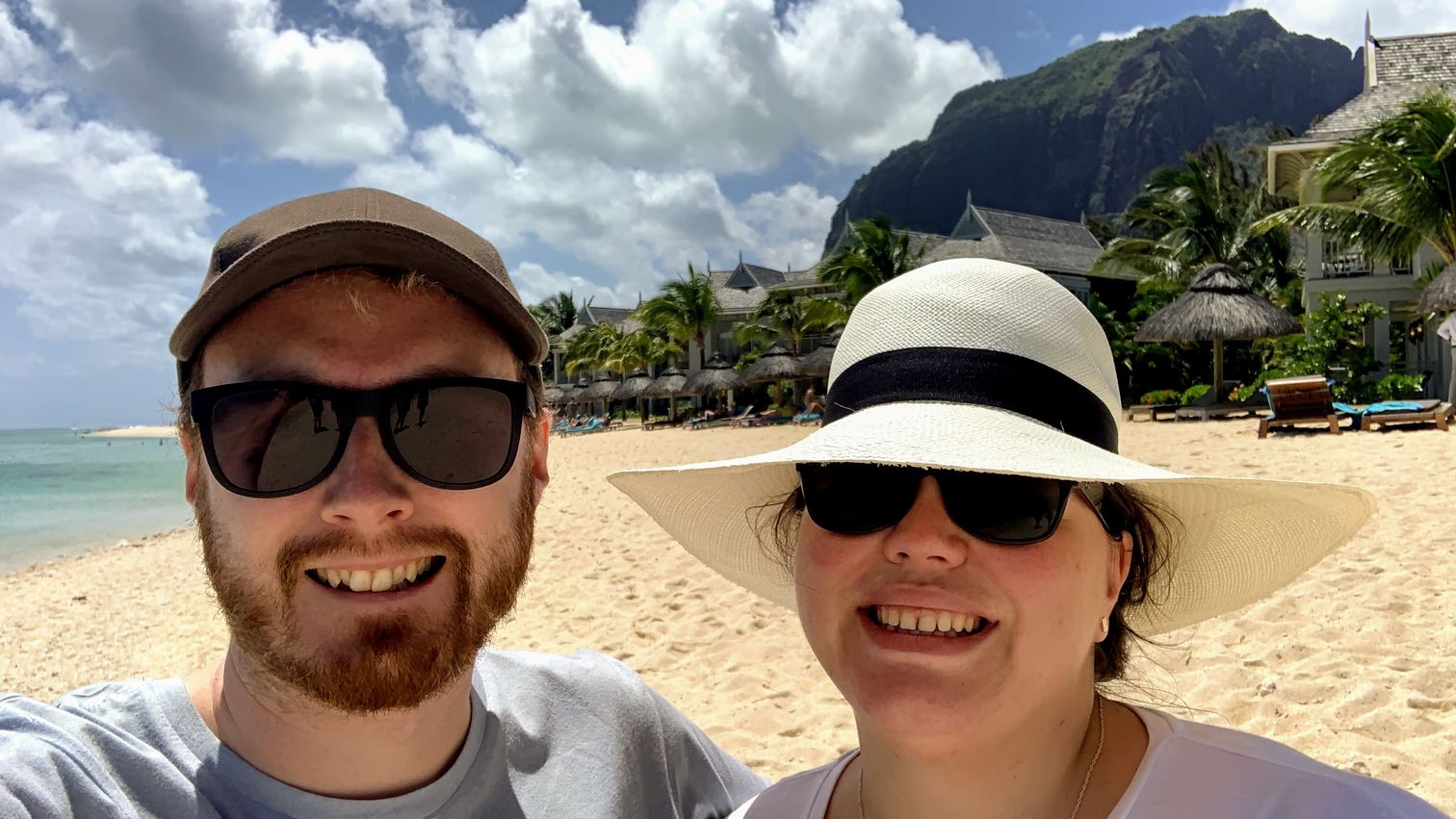 Me and Alex on the beach with Le Morne in the background