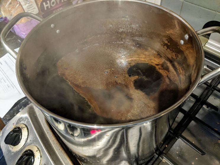 Beer brewing in a pot