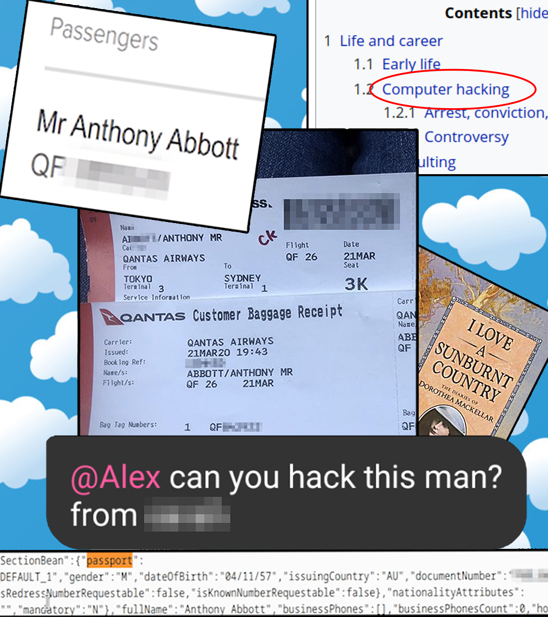 Montage including redacted screenshot of Tony Abbott's Instagram post