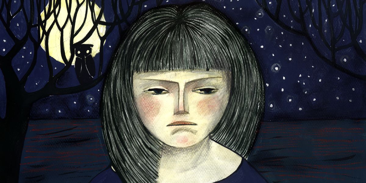 Illustration of a sad-looking woman