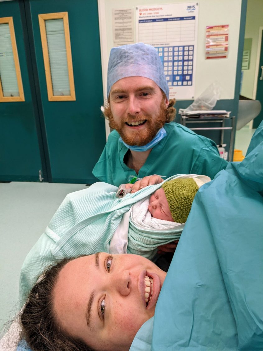 Our first family photo, in the operating theatre