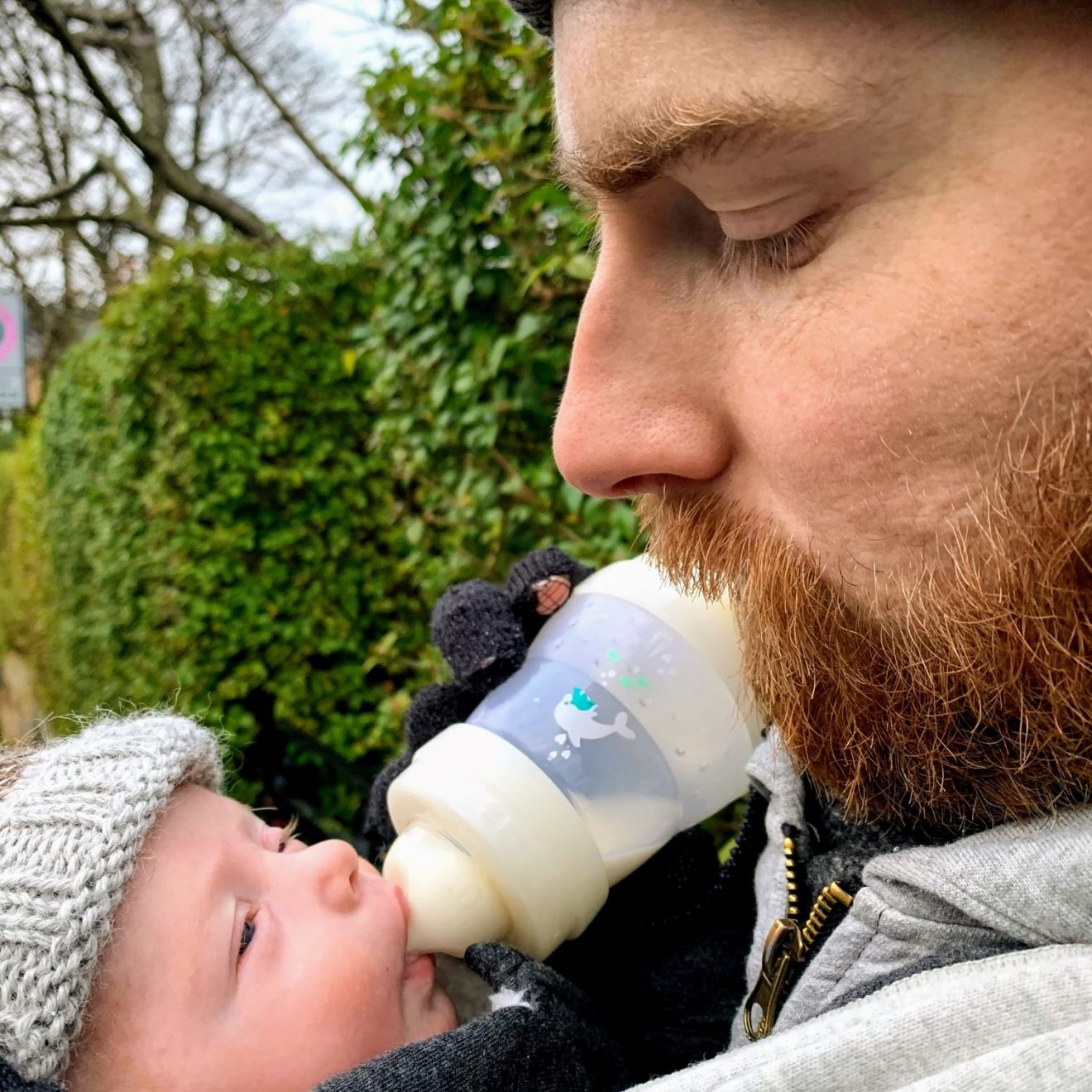 Me feeding Izzy outdoors