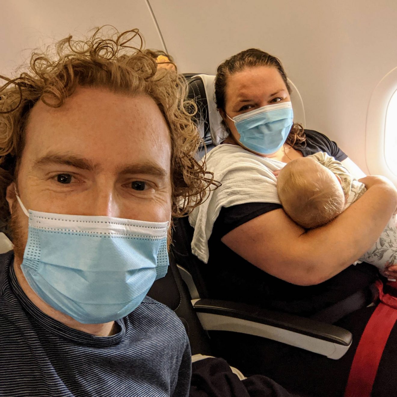 Me, Alex and Izzy on a plane flight