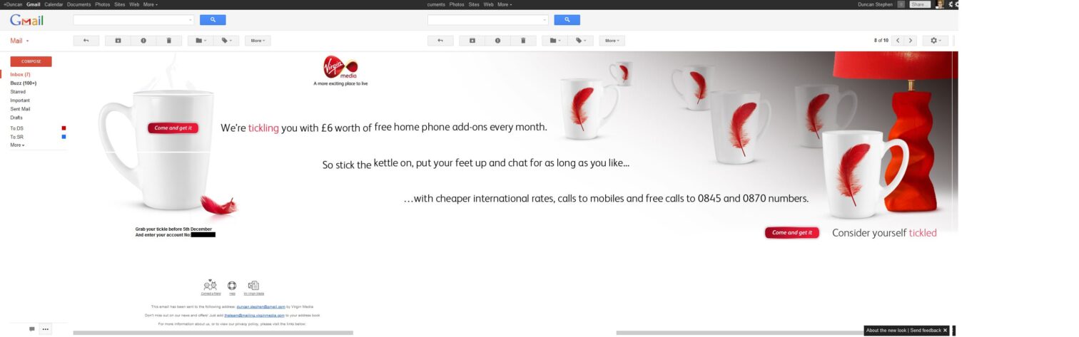 An email made up of images with a large amount of horizontal scrolling required