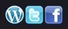 Icons: "W" for WordPress, "t" for Twitter and "f" for Facebook - spelling "WTF"