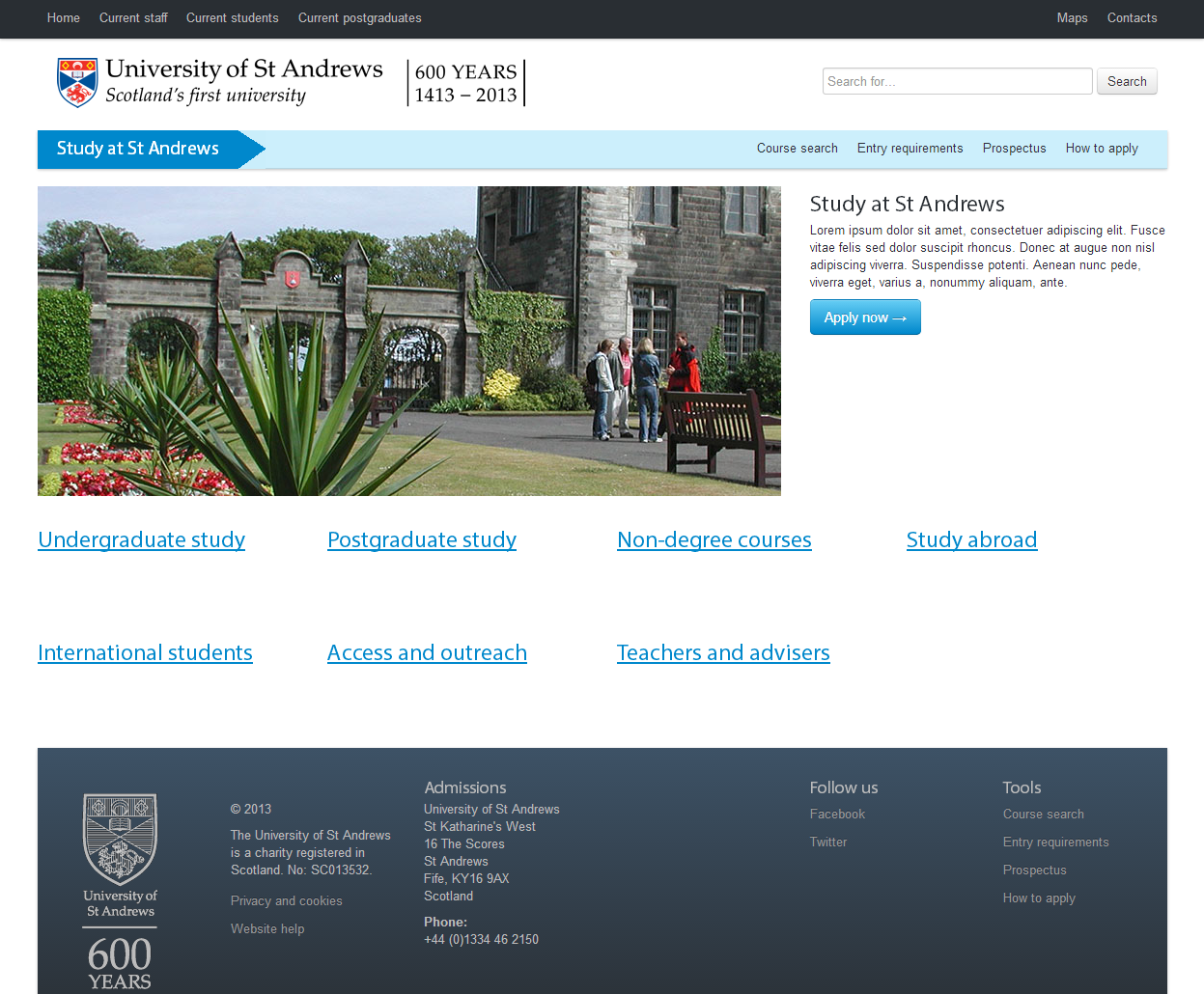 Screenshot of May 2013 mockup