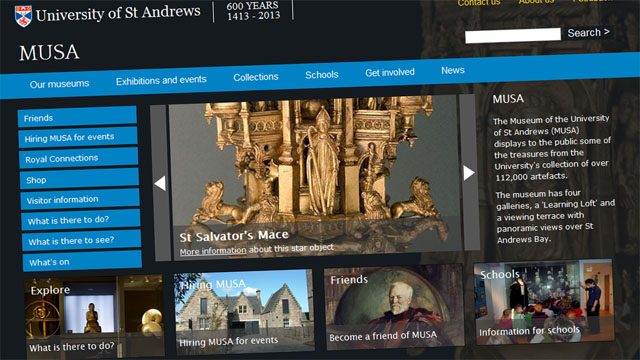 Screenshot of the MUSA homepage