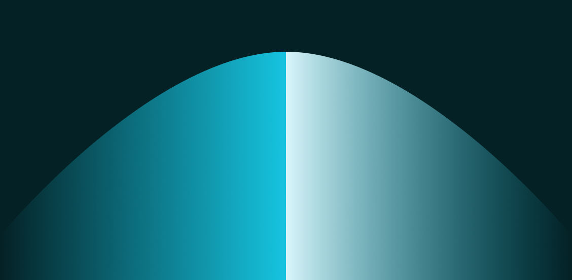 A hill shape against a dark background. The left side of the hill is teal and the right side is white.